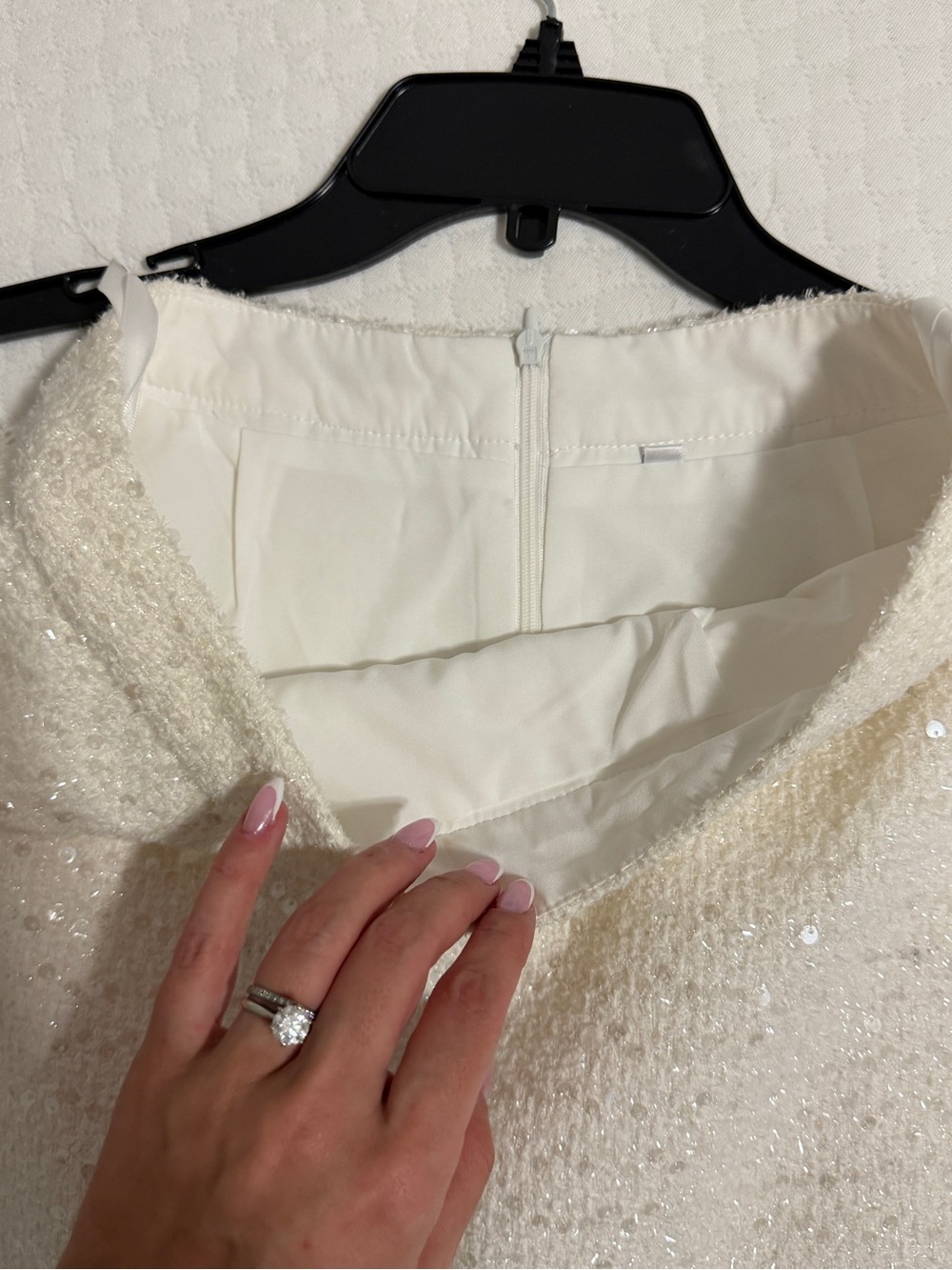Ivory Sequin Bouclé Dress (No Visible Brand)